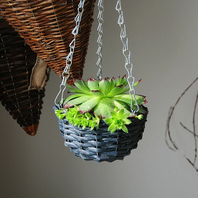 Pastism Handmade Wickerwork Celling Hanging Plant Pot Novelty Pastism Handmade Wickerwork Celling Hanging Plant Pot Novelty Garden Planter Indoor Flower Baskets Small