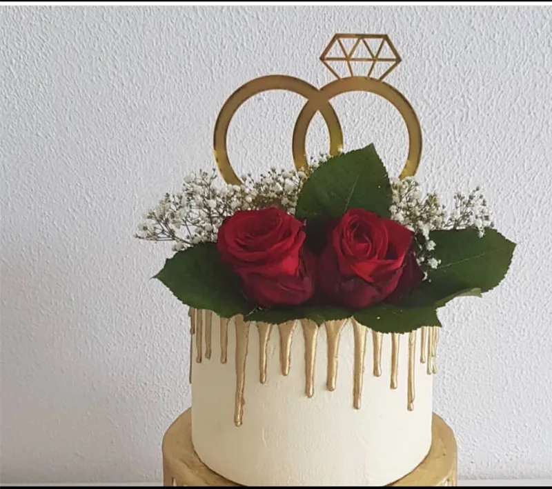 Mini Flores rosas de imitación de oro para invitación de fiesta de boda Dorado Decoración de Pasteles