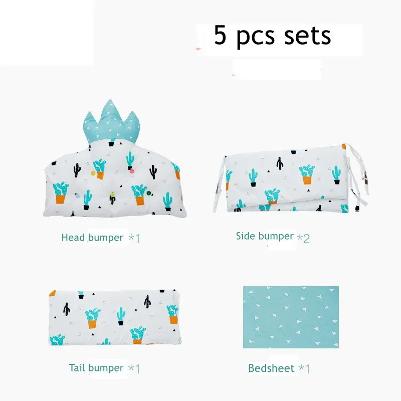 5pcs Baby Bed Protector Bed Sheet Cotton Crib Bumper Toddler Bedding Set Crib Sides For Newborns For Babies Cradle Room Decor (4)