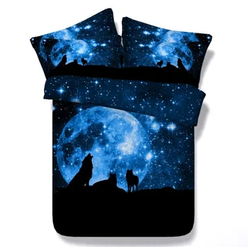 

3D Sun Moon Stars Wolf Bedding sets Comforter set quilt duvet cover bed sheet linen bedspread Cal King Queen size full twin 5PCS