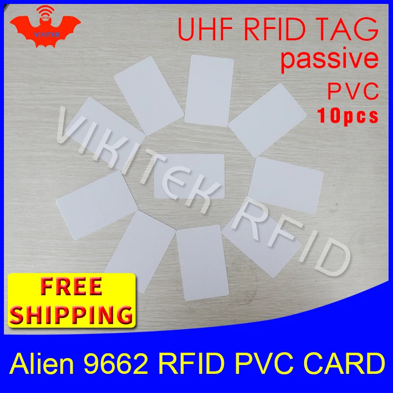 UHF RFID tag PVC card Alien 9662 EPC6C 915mhz 868mhz 860-960MHZ Higgs3 10pcs free shipping long range smart passive RFID tags