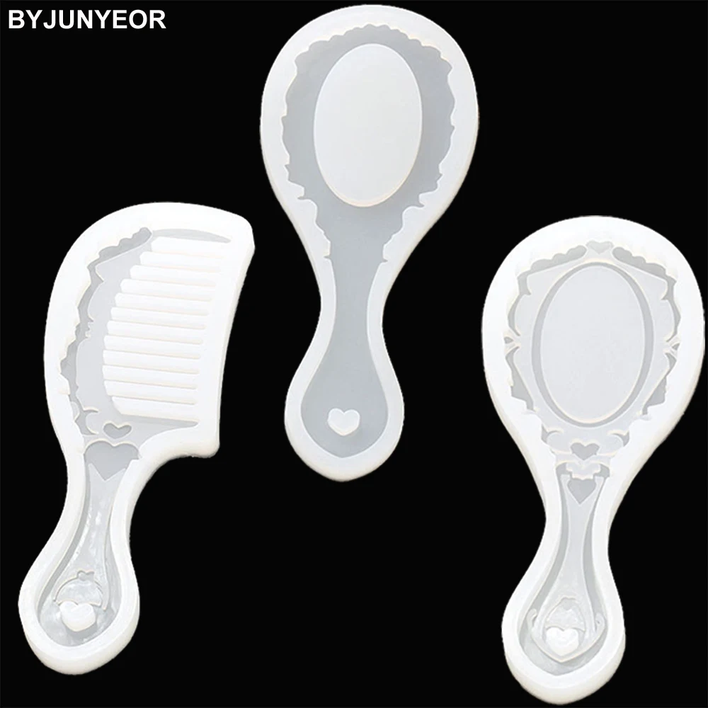 

C296 Retro Makeup Mirror Comb UV Resin Silicone Mold Fondant Chocolate Candy Lollipop Crystal Epoxy Soft Clay Bake Tool