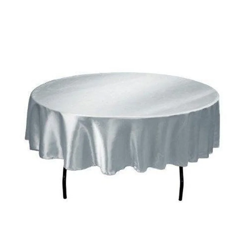 145 см атласная круглая ткань для стола ткань для скатерти крышка стола для дома свадьбы ресторана вечерние рождественские украшения фиолетовый розовый - Цвет: Silver