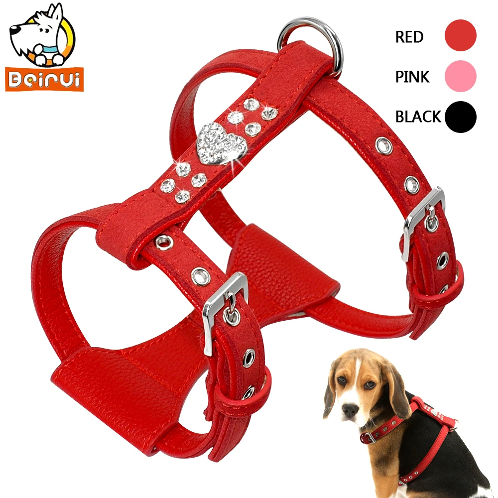 pink leather dog harness