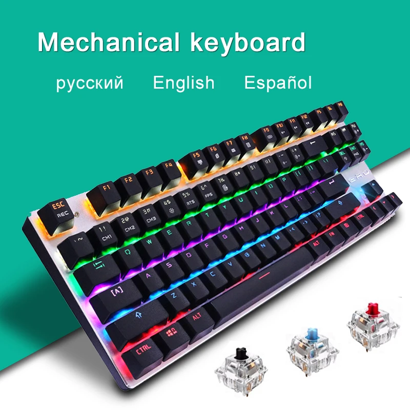 Gaming mechanical keyboard LED Backlight  Blue Red Black Switch Axis Gaming Keyboard Metoo ZERO 104/87 Key E-sports keyboard