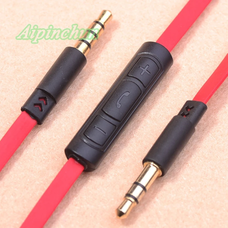 

Aipinchun 3.5mm Jack Audio AUX Cable Flat Noodle Cord With Mic Controller for Car/Headphone/Speaker for iPhone Samsung 125cm