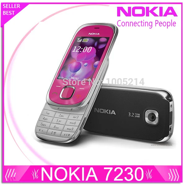 Refurbished Original Nokia 7230 Mobile Cell Phone GSM Unlocked English Russian Hebrew Arabic Keyboard One year