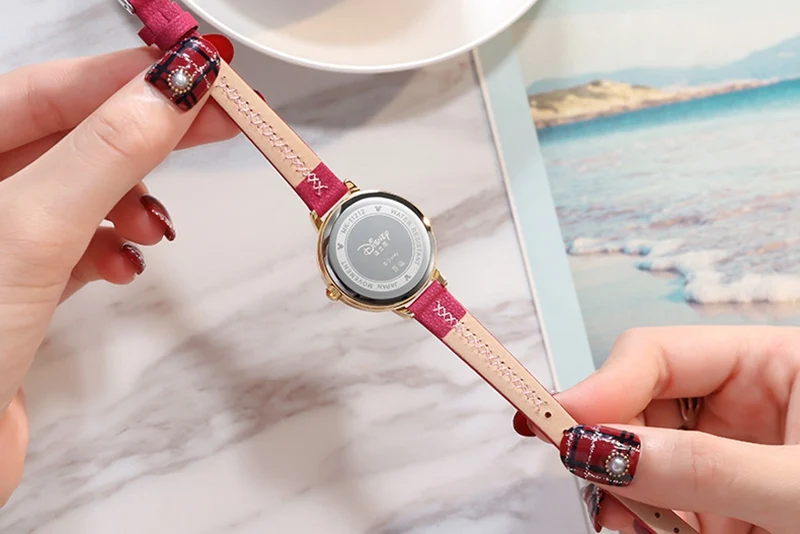 Розовые студенческие милые часы с Микки Маусом для девочек, женские модные повседневные японские кварцевые часы высокого качества, оригинальные часы с Диснеем, студенческие часы на каждый день