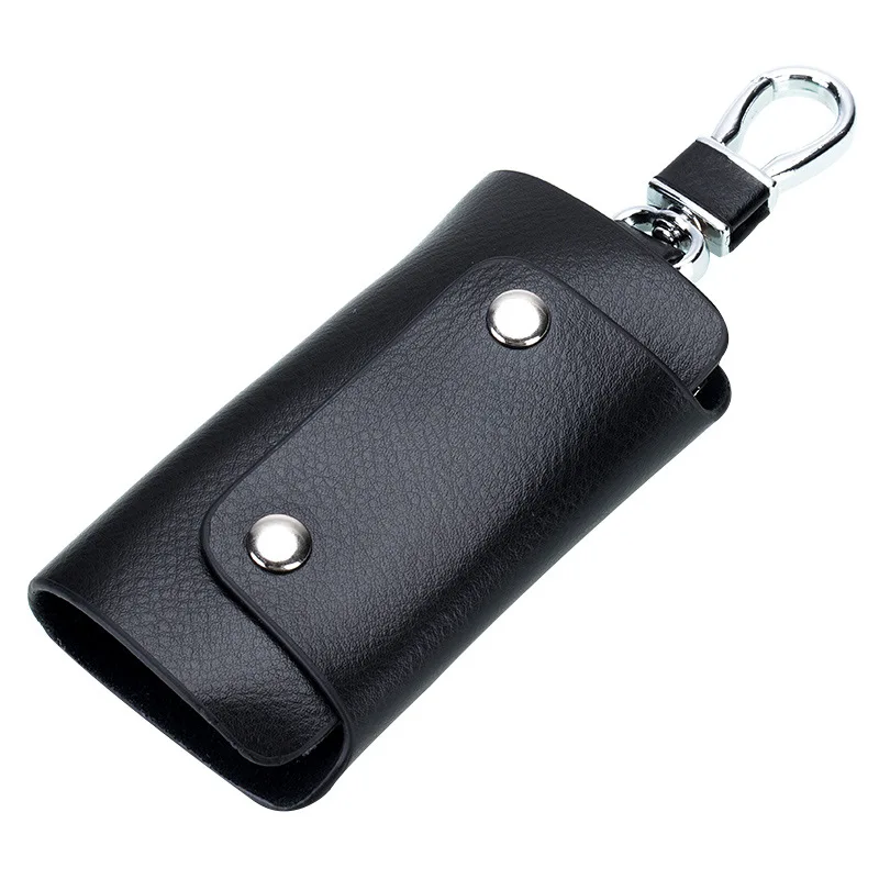 Натуральная кожа, мужской Автомобильный ключ, кошелек, держатель для ключей, кошелек, органайзер, ключница, мужской брелок, чехлы, засов, чехол для ключей, сумка - Цвет: Black