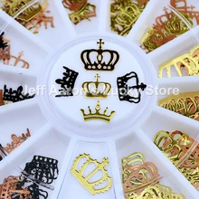 Ouro preto metal coroa imperial unhas folhas decalques fatia roda unhas arte decorações ferramentas de design