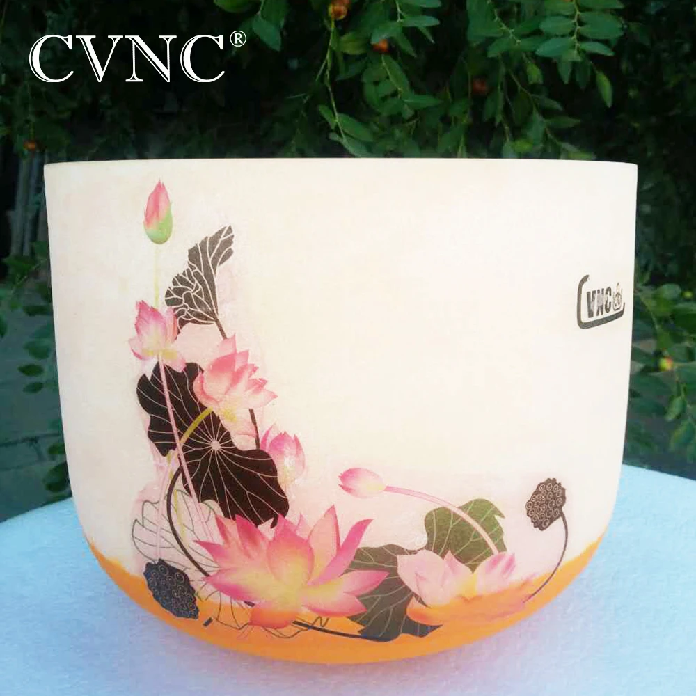 

CVNC New Lutos Design 8" Note D Navel Chakra Frosted Quartz Crystal Singing Bowl