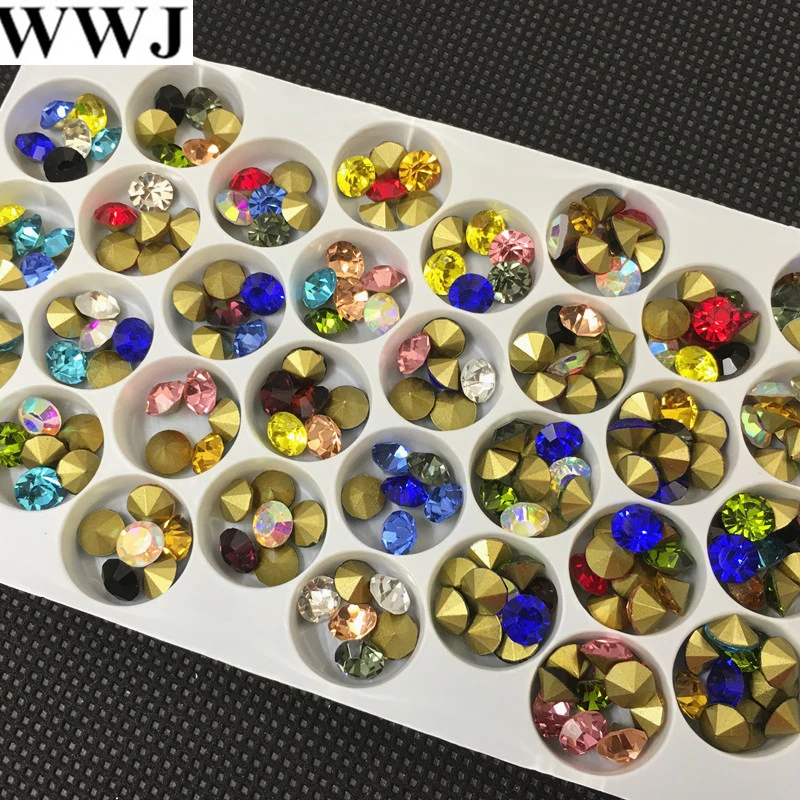 All Sizes All Colors 6mm,8mm Glass Chatons Ss28 Ss38 Pointed Back Round