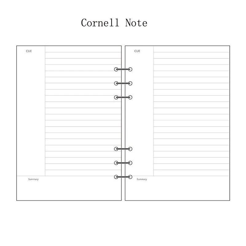 EZONE A5 A6 A7 запасной лист страницы заправка спираль блокнот молочный план счета Примечание напоминание бумага Spiraal тетрадь обложка ПВХ папка - Цвет: Cornell Note