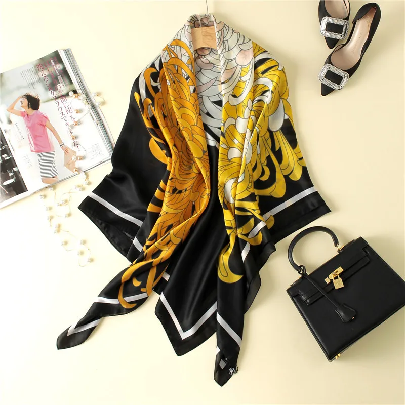 Peacesky бренд женский модный Шелковый шарф квадратные шарфы шаль палантин высокое качество принт пляжные шарфы размер 140*140 см 20 цветов - Цвет: yellow