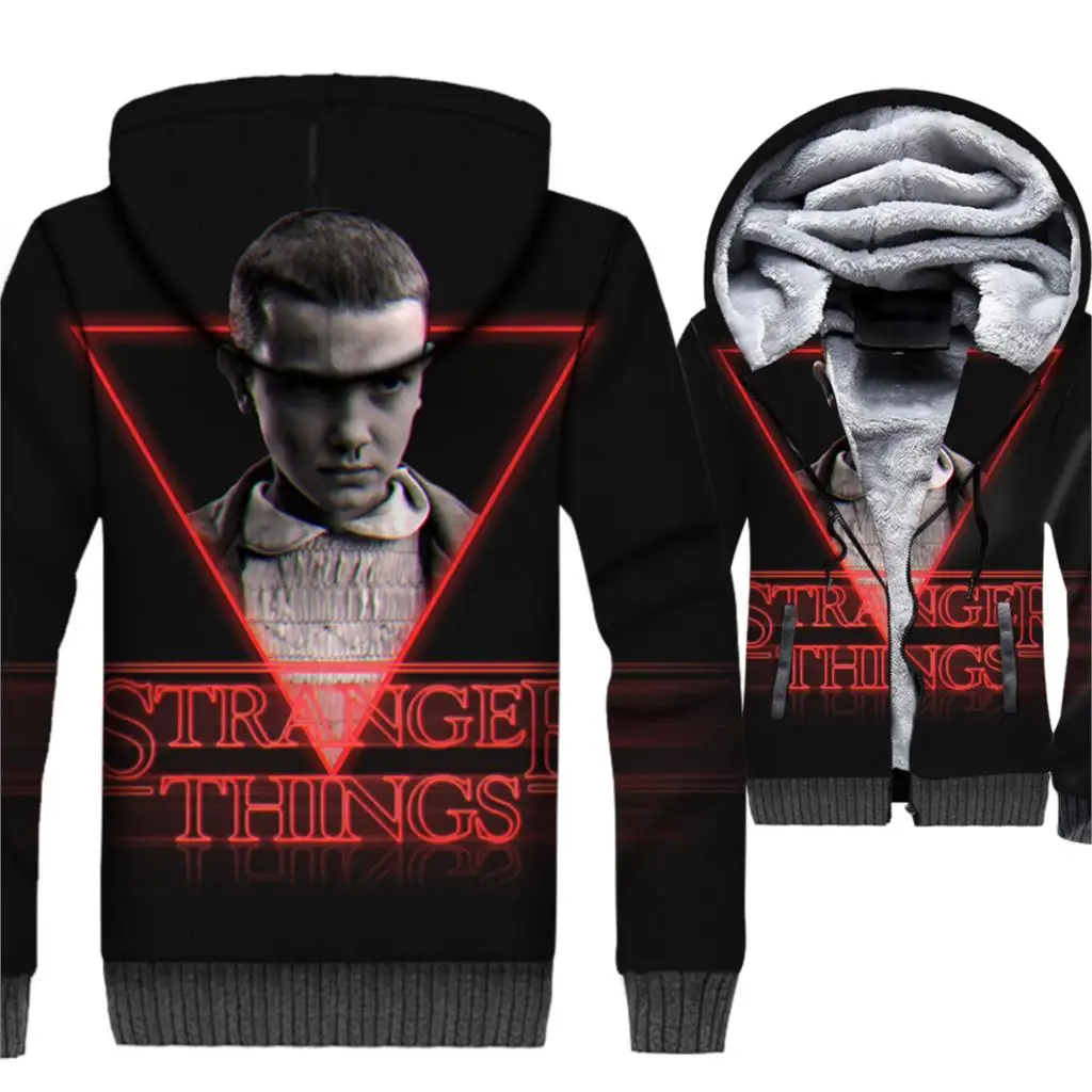 Cool Anime Hoodies For Men Hot Fashion Men's Jacket Stranger Things Sweatshirt Hip Hop Zipper Thick Coat Male Harajuku Tracksuit