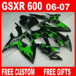 100% новый Обтекатели для gloosy зеленый черный SUZUKI 2006 2007 пластиковые moto GSX-R 600 750 K6 BACARDI GSXR600 GSXR750 установить KM92