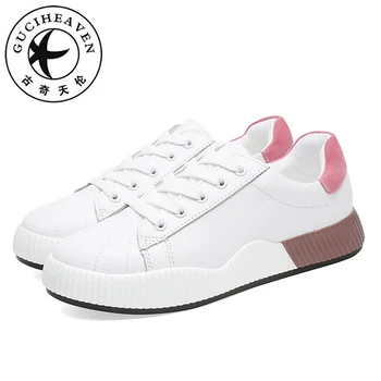 

Guciheaven Women Casual Shoes Shell Thickly Breathable Summer Walking Ladies Lace Up Cow Splite Leather Flat Platform Sneaker