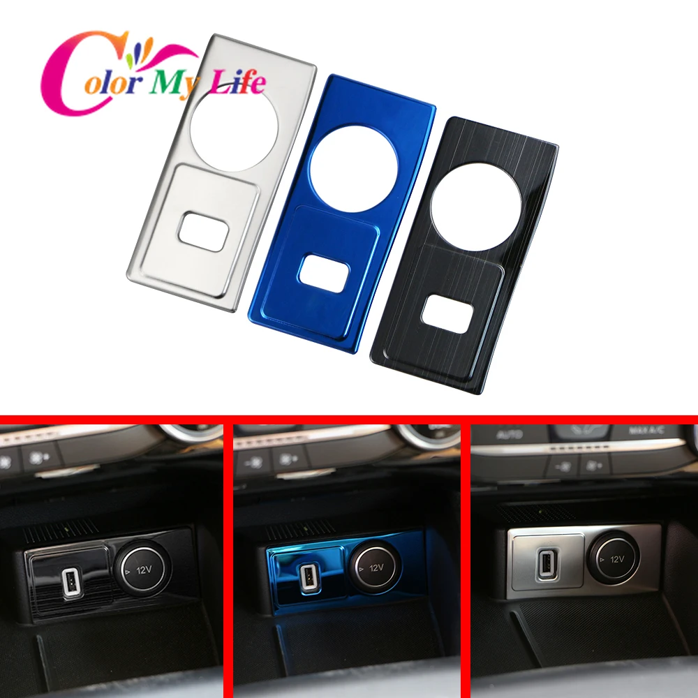 

Car rear Control Socket Charge cigarette smoke lighter USB switch button frame lamp Stick trim For Ford Focus 2018 2019 2020