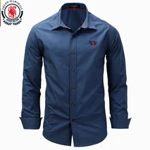 Fredd Marshall, новинка, модные мужские однотонные рубашки с длинным рукавом и вышивкой, мужская приталенная рубашка, деловые рубашки, 3XL 118