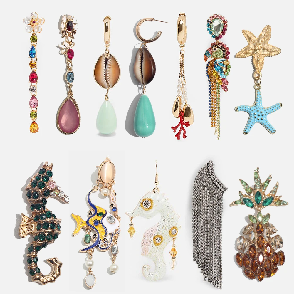 

Flatfoosie 2019 New Trendy Glass Crystal ZA Earrings for Wedding Women Girls Multicolored Bird Fish Drop Dangle Earring Jewelry
