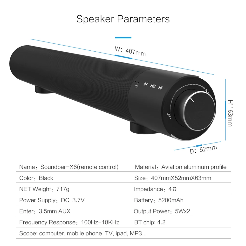 Bluetooth 4,2 двойной рог динамик Встроенный микрофон беспроводной стерео сабвуфер алюминиевый корпус TF карта расширения саундбокс