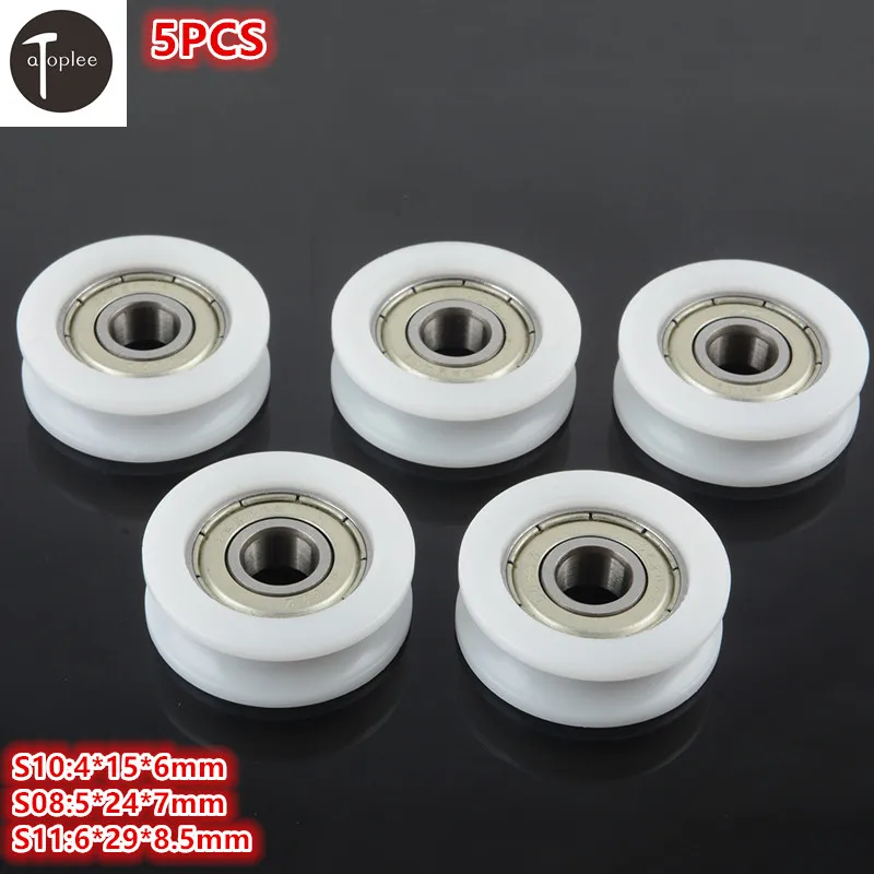 

5pcs 4mm 5mm 6mm Nylon Plastic Ball Bearings Embedded 608 U Groove Ball Bearing Guide Pulley For Guide Roller Hardware