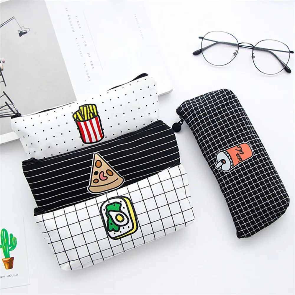 

French Fries Cola School Pencil Case Cosmetic Makeup Storage Bag decorative pen holders for students new A30