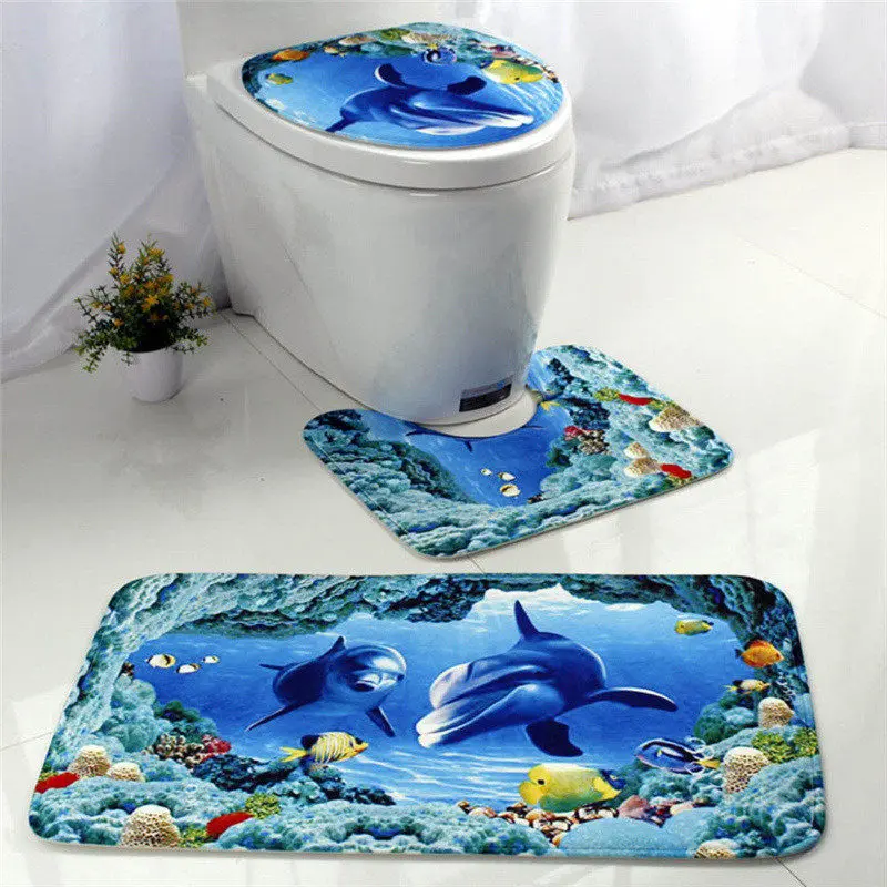 Buy 3pcs Ocean Underwater World Anti Slip Mat Toilet