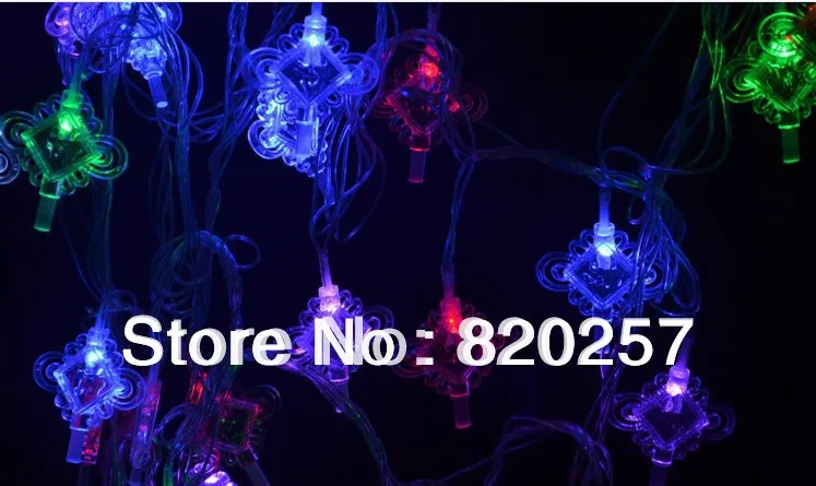 

free shipping 2pcs/lot 5m colorful led string with 20pcs Chinese knot light, IP44 220V