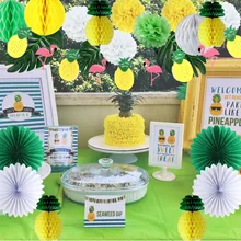 19pcs Pineapple Party Decoration Set Flamingo Pineapple Garland Palm Leaf Honeycomb Pineapple Tropical Birthday Jungle Party tropical pineapple plus size surplice tankini set