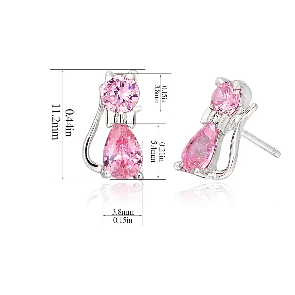 Женские серьги гвоздики из серебра 925 пробы с розовым фианитом|stud earrings|stud earrings for