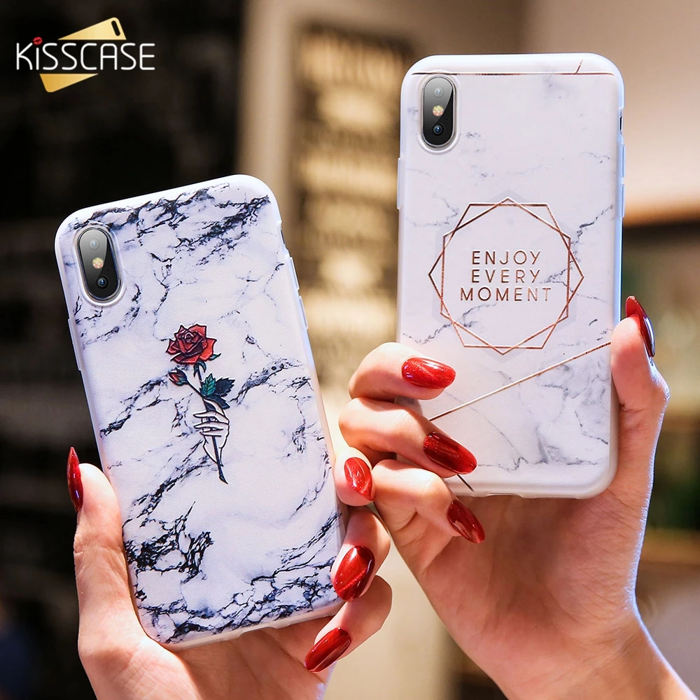 

KISSCASE Case For iPhone 7 Plus 8 7 Marble Rose Pattened Soft TPU Case For iPhone 5S 5 6 S Plus 6S XS Max XR X XS Capinhas Bag