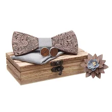 Модные мужские галстуки ручной работы деревянный комплект галстуков Pocekt Квадратные запонки деревянный лук свадебный галстук