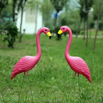 

2Pcs Plastic Pink Simulation Flamingo Garden Yard and Lawn Bird Art Ornament Garden Decoration Ceremony Decoration 31" Height