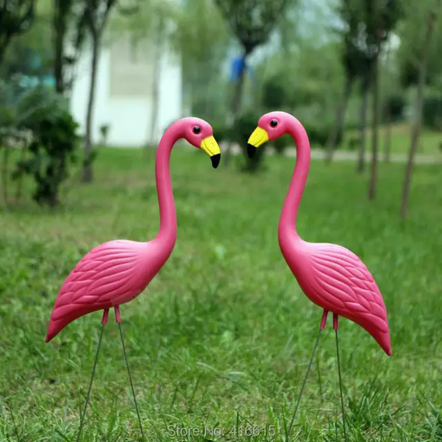 2pcs Plastic Pink Simulation Flamingo Garden Yard And Lawn Bird Art 2pcs Plastic Pink Simulation Flamingo Garden Yard And Lawn Bird Art Ornament Decoration Ceremony