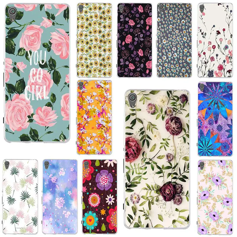 Beautiful Pink Cute Floral Silicone Soft Phone Case for Sony Xperia M2 M4 M5 E3 E5 T3 X XA1 XZ Z Z1 Z2 Z3 Z4 Z5 Compact Shell |