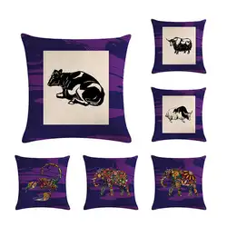 45x45 см подушка для животных, наволочка, льняная наволочка, бытовая декоративная наволочка с изображением слона