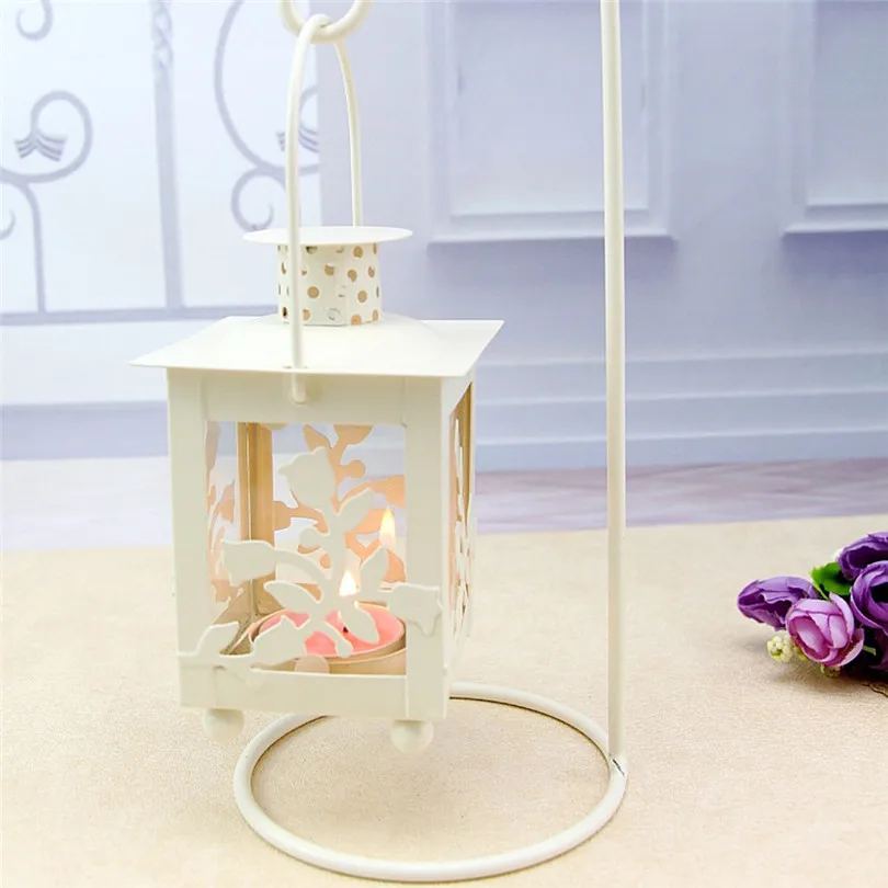 Candlestick Hollow Holder Tealight Candlestick Hanging Lantern Vintage Retro Lantern Wrought weddings Home decor #3f28 (4)