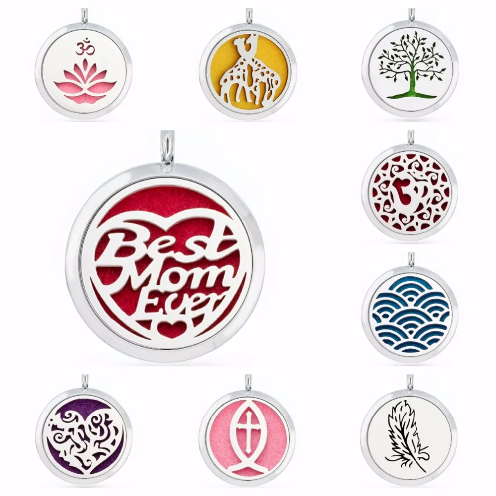 

Giraffe Heart best mom feather 30mm essential oil Locket perfume diffuser Locket necklace chain 1 pad random pendant jewelry