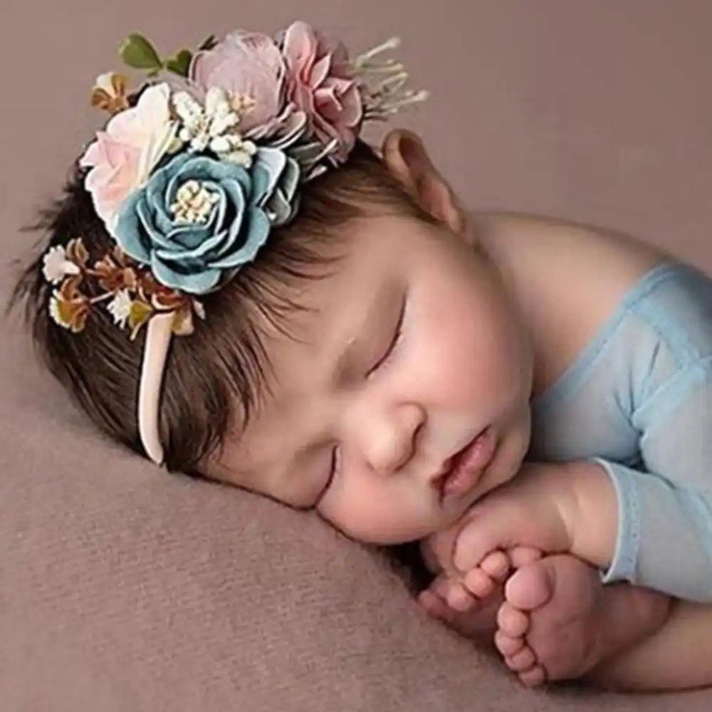 Newborn headband-Flower headband Newborn hair Newborn flower Newborn baby girl Props headband Baby girl headband Props headband
