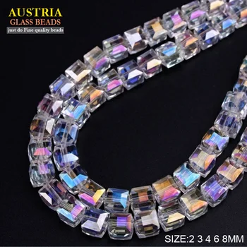 

Supply 2mm 3mm 4mm 6mm 8mm 10mm White AB Colorful Square Austria Crystal Beads charm Glass Beads Spacer Bead For Jewelry Making