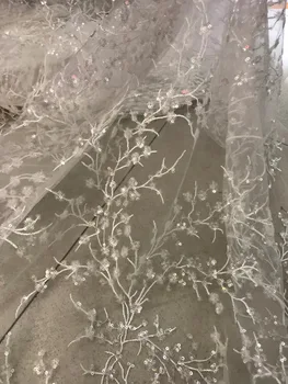 

yaking-12.332 embroidered Mesh Tulle fabric Factory price sequins Nigerian lace fabrics