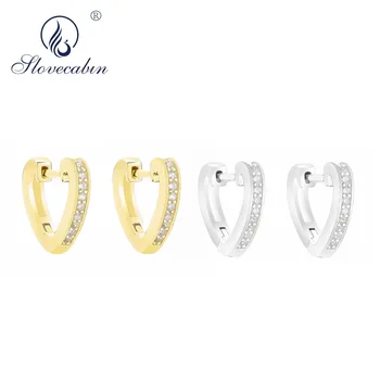 

Slovecabin 925 Sterling Silver 2019 Heart Shaped Huggies Hoop Earrings CZ Pave Earring Cuff Simple Popular Jewelry For Women