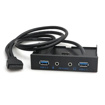 

hot-3.5'' 2 USB3.0 A Hub + HD Audio to 20Pin Header Floppy Front Drive Panel