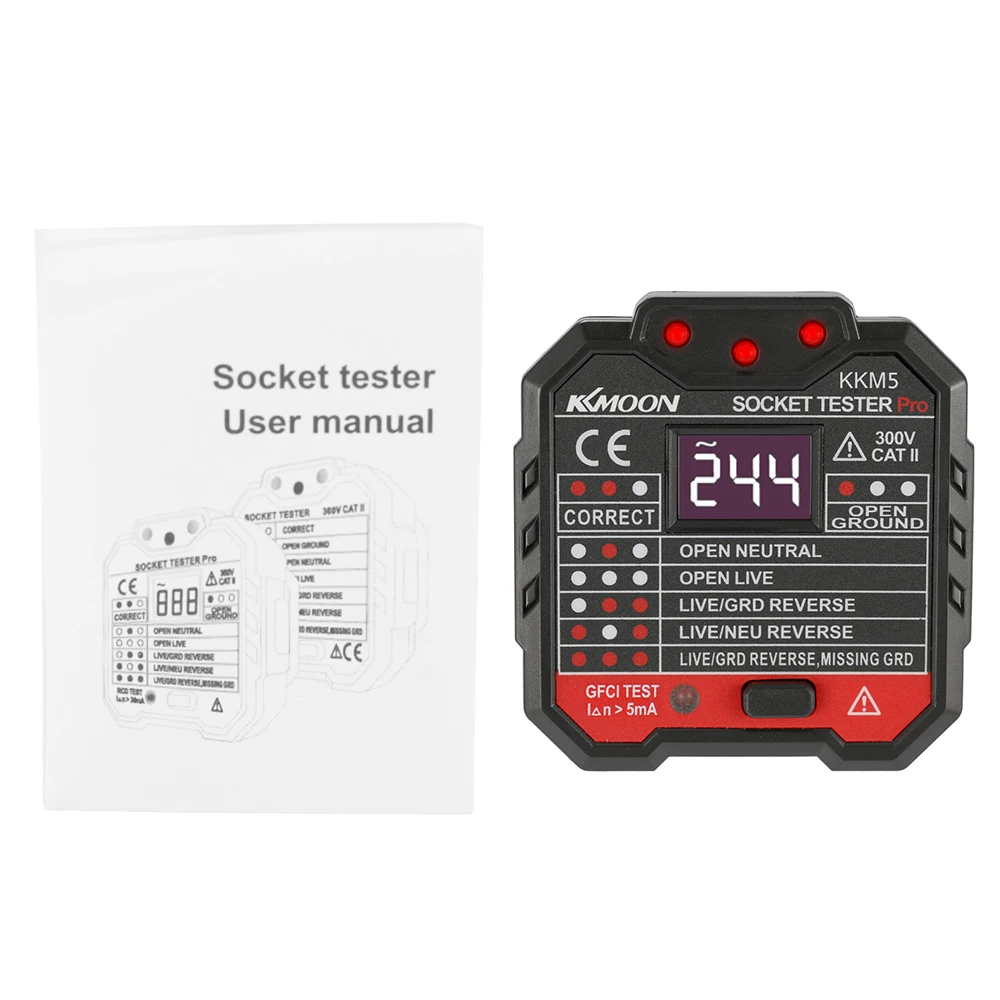 KKmoon KKM5 цифровая розетка детектор Портативный цепи полярности напряжение тест er настенный выключатель Finder RCD тест