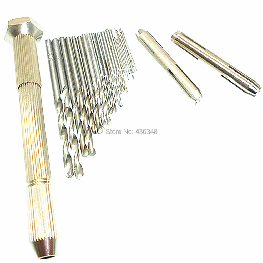 25pcs Hss Micro Mini Twist Drill Bit W Swivel Head Pin Vise 4 Chuck Hand Drill