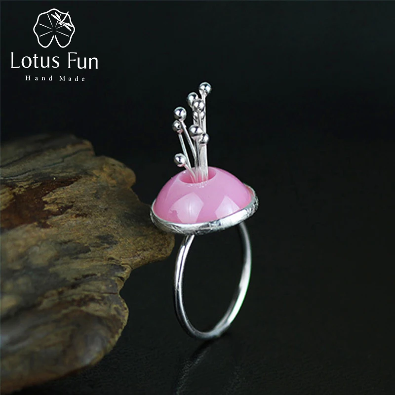 

Lotus Fun Real 925 Sterling Silver Natural Nano-Ceramics Original Handmade Designer Fine Jewelry Flower Bud Female Rings Bijoux