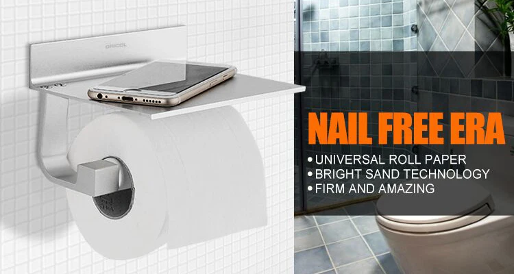 Gricol 2019 Metal Self Adhesive Wall Mounted Phone Toilet Tissue Paper Holders