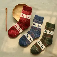 Зимние женские рождественские носки с принтом хлопковые полосатые аксессуары для носков