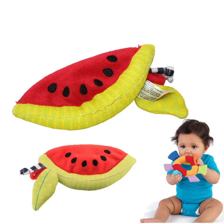 Happy Monkey 16cm watermelon teether Baby Plush Doll Toy Infant frozen Toothpaste appease towel